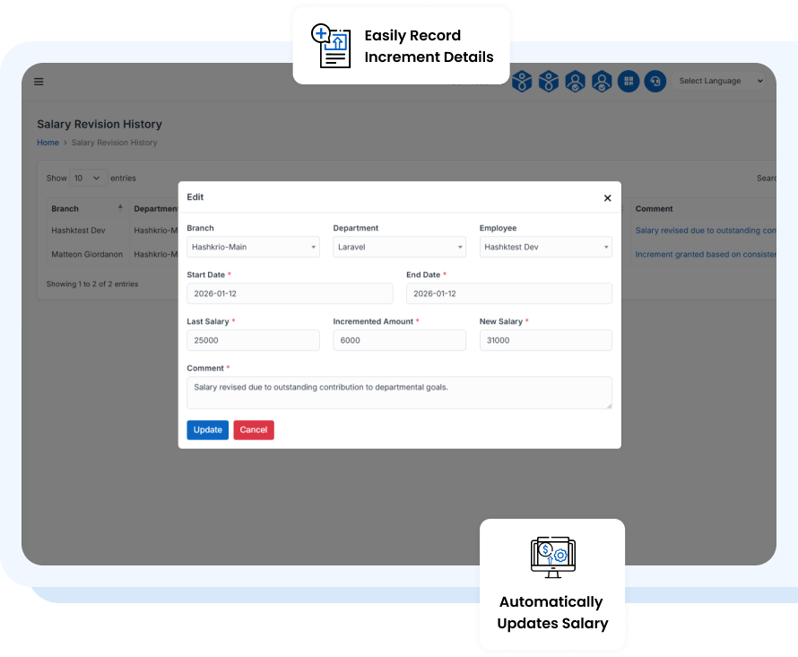 increment history modules